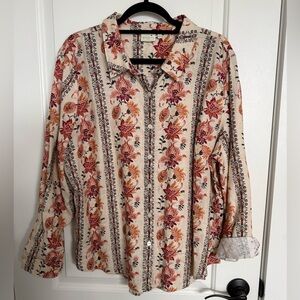 Spartina 449 Linden Vintage Thistle Stripe linen top Sz XXL NWOT